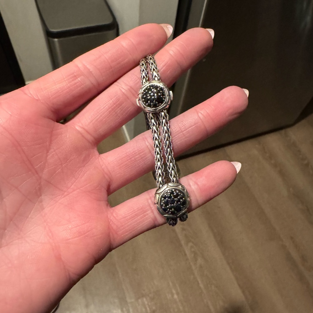 Designer John Hardy 925 Sterling Silver Kali Lavafire Sapphire Station Bracelet